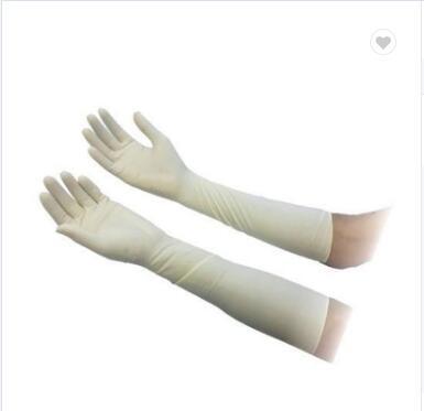 wearing surgical gloves